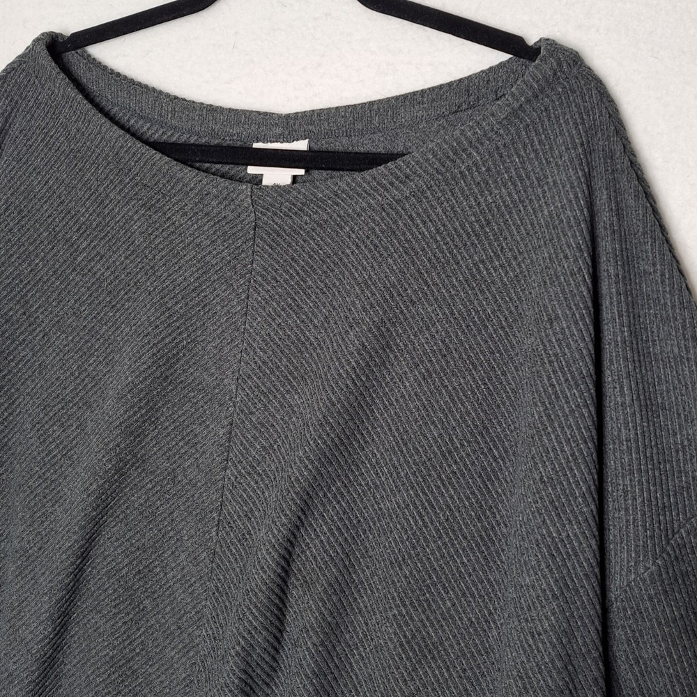 Ava and Viv Sweater Womens 4X Charcoal Grey Ribbed Oversized Boat Neck Tunic - Picture 5 of 11